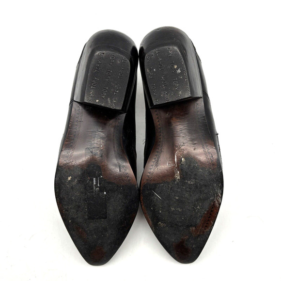 Vintage 80s Nine West Black Leather Reptile Inlay Point Toe Ankle Booties 7.5M - Picture 15 of 16